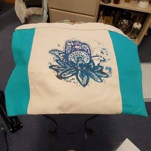 Handmade tote with Painted Hamsa flower 🧘‍♀️